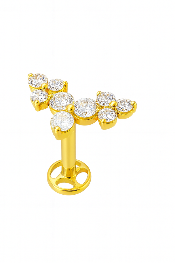 The CZ Gemmed Cluster Flowers. Implant-grade Titanium.HydroBreathe™