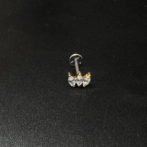 Lotus Titanium f136 with 14k gold plated. Implant-grade HydroBreath™ Labret